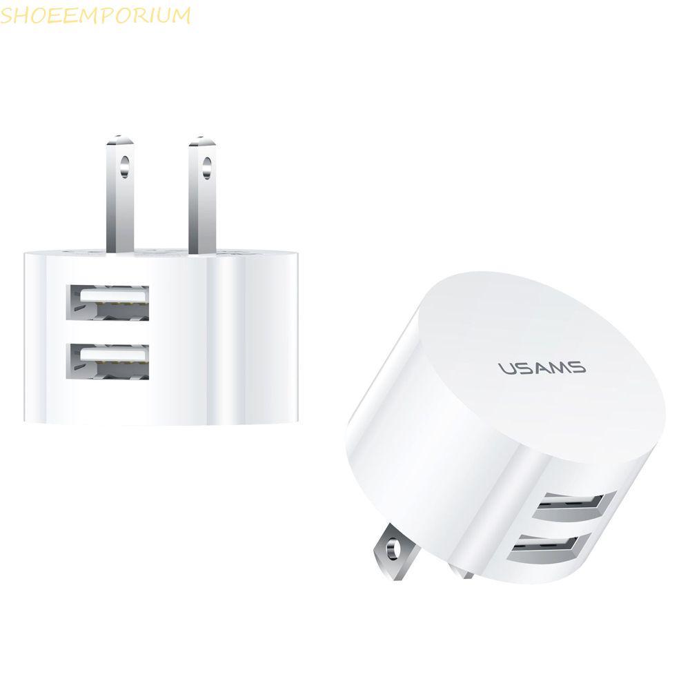 SHOEEMPORIUM เครื่องชาร์จโทรศัพท์มือถือ 5V 2.1A Universal Dual USB Mini Adapter Travel Charger Charg