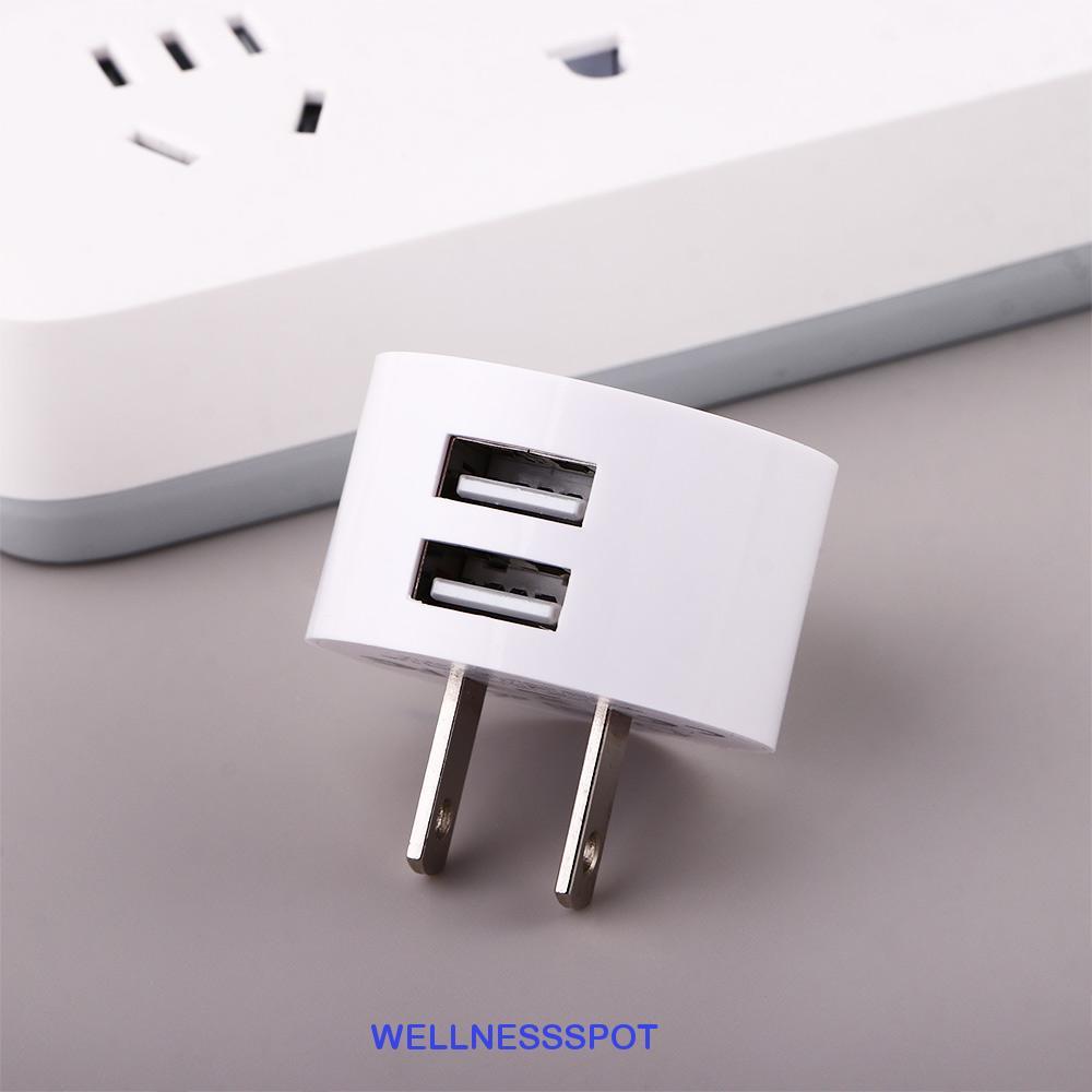 WELLNESSSPOT เครื่องชาร์จโทรศัพท์มือถือ EU US Dual USB Mini Adapter Travel Charger Charger Adapter T
