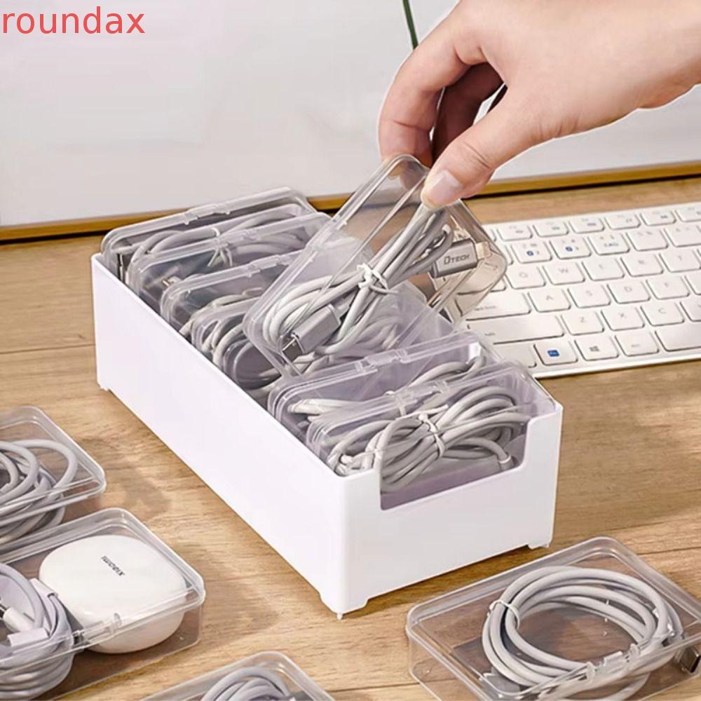 ROUNDAX กล่องเก็บสายเคเบิลข้อมูล,ใสทนทานกล่องเก็บสายเคเบิล,แยกเก็บReusable Messy-ฟรี 3/7/11 Grid Desktop Cable Organizerเดสก์ท็อปองค์กร