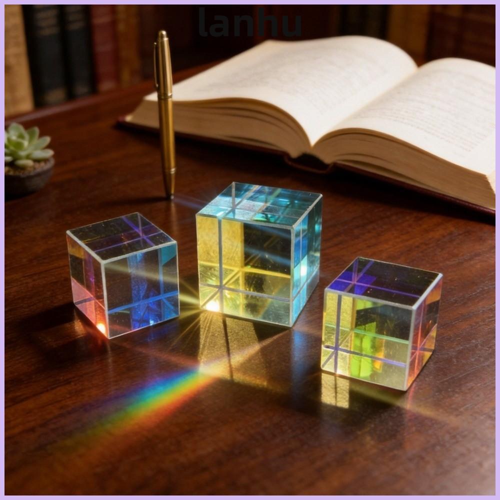 LANHU Magic Prism Cube, 15/20 มม.สี Cube Prism, Mini Beam Splitting Stained Glass ฟิสิกส์ของเล่น CMY