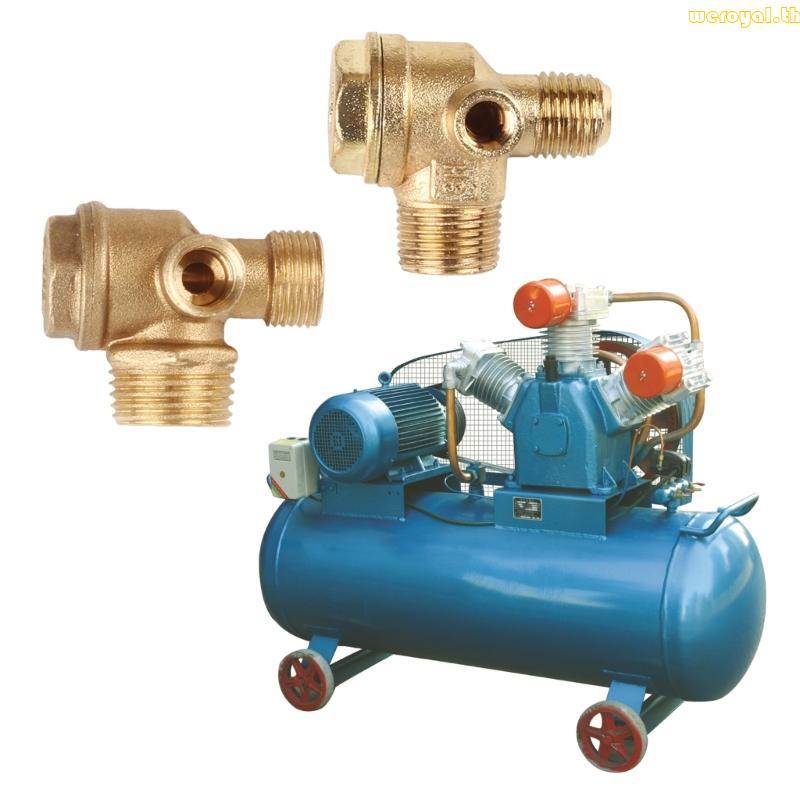 Weroyal 3-Port Check Valve ทองเหลืองโลหะผสมสังกะสีชายเกลียว Workshop เปลี่ยนเครื่องอัดอากาศ Unidirec