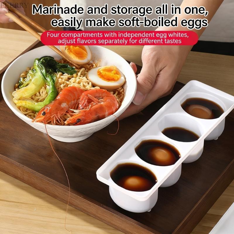 FEER Space Saving Eggs Pickle Box Eggs Marinating Container 4 ช่องแยก
