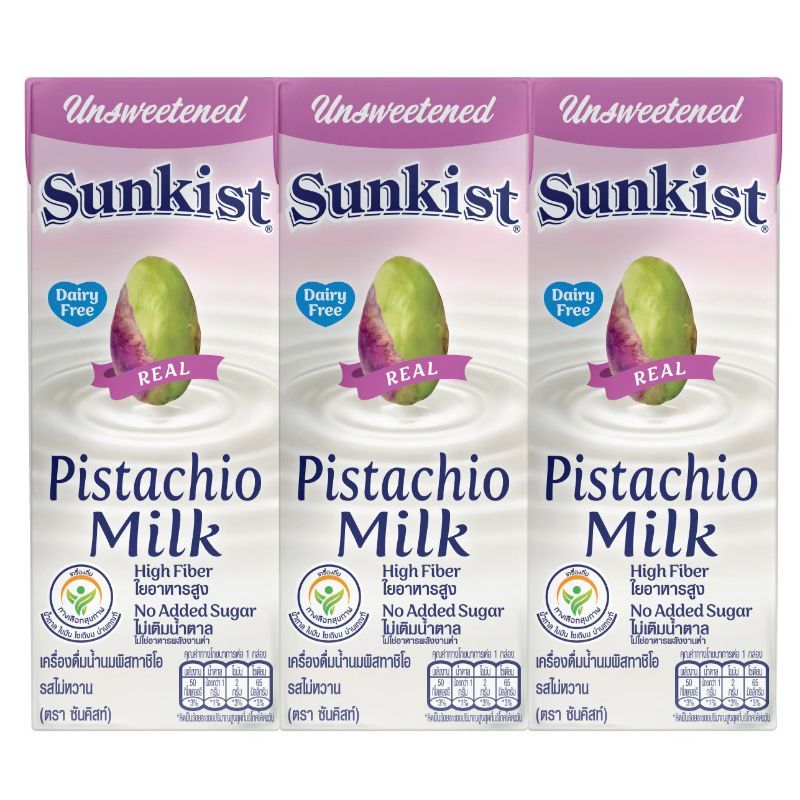ซันคิสท์นมยูเอชทีพิชทาชิโอรสไม่หวาน 180มล แพค 3 Sunkist UHT Pistachio Unsweetened Milk 180ml Pack 3 [8850096734523 ]