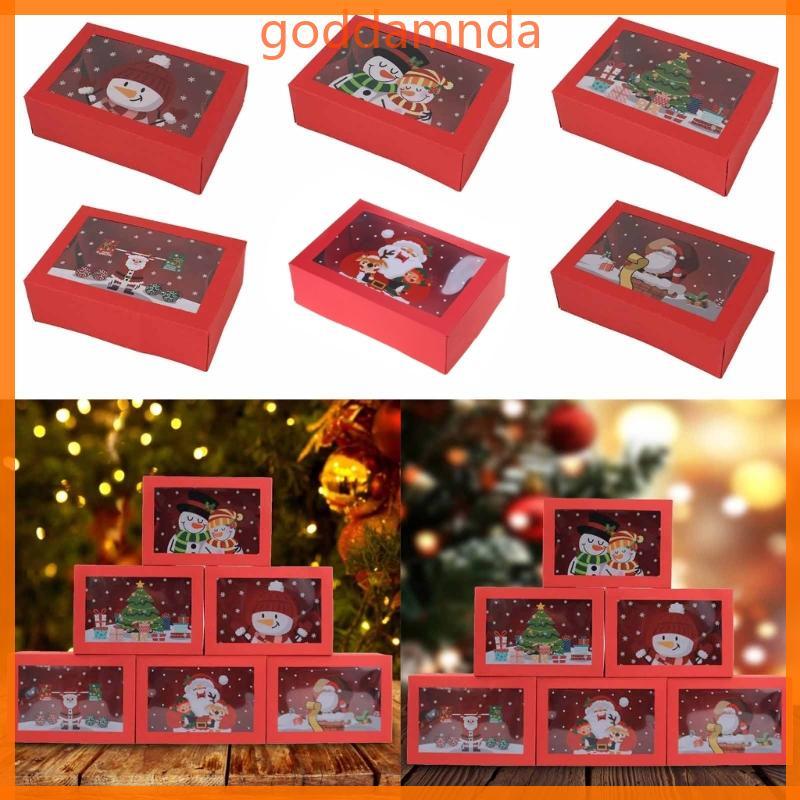 GODD 12 ชิ้นกล่องคุกกี้การ์ตูนคริสต์มาส Holiday Baking Pastry บรรจุภัณฑ์คอนเทนเนอร์