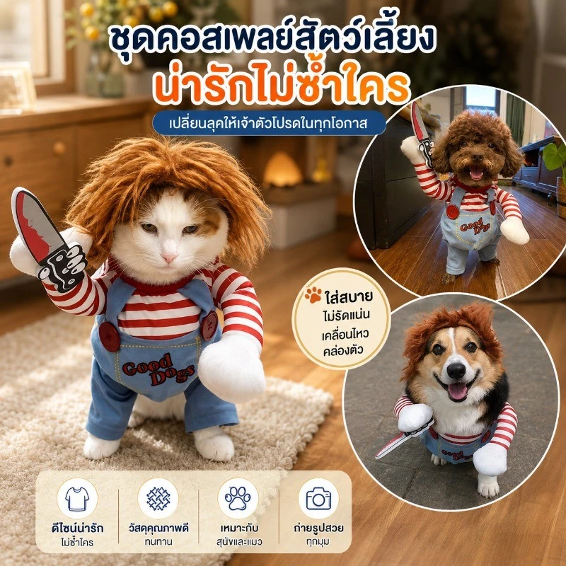 CAT CLUB ชุดแมว เสื้อแมว คอสเพลย์ เสื้อสุนัข ชุดหมาแมว เครื่องแต่งกายสุนัขแมวตลก thumbnail 5