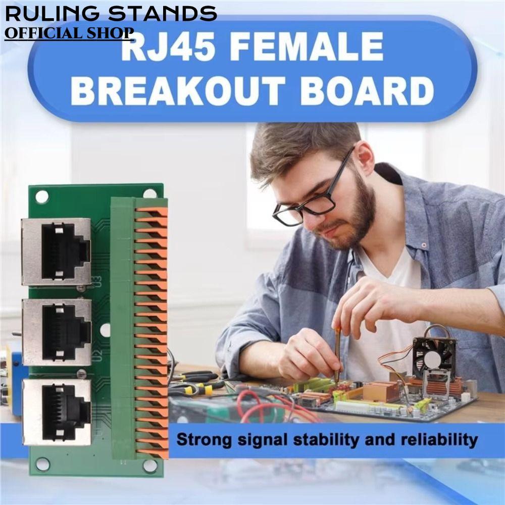 RULING STANDS RJ45 หญิง Connector, Solderless สามทาง RJ45 Breakout Board, Professional ฤดูใบไม้ผลิ T