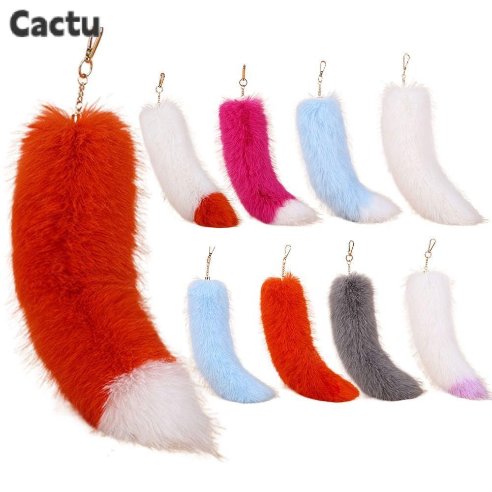 CACTU Therian Tail Bag Charms,หนาขนาดใหญ่Faux Fur Tailพวงกุญแจ,แฟชั่นWarm Soft Plush Furจี้ของขวัญ