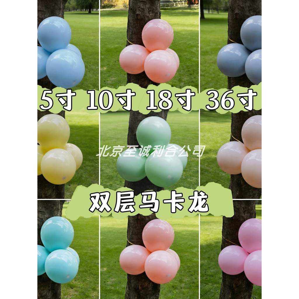 Influencer Macaron สีบอลลูนสองชั้น First Birthday Party สําหรับเด็กฉากเค้าโครงเปิดครบรอบ Shop C