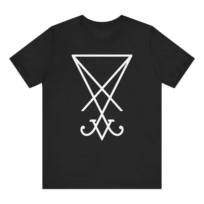 Vintage Occulting Geometry Print Tee Men Gothic Mystical Cotton Top