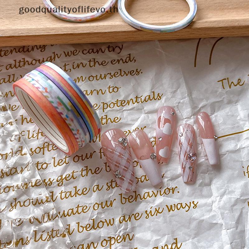 L&Z 5Roll Nail Striping Tape Cheered Lines 3d Nail Art Tool Color Rolls Nail Decals DIY เล็บเคล็ดลับ