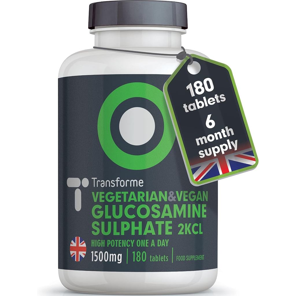 Transforme Glucosamine Sulthae 1500mg 180 เม็ด, 6 เดือน, 888mg Vegan & J High Strength Glucosamine P
