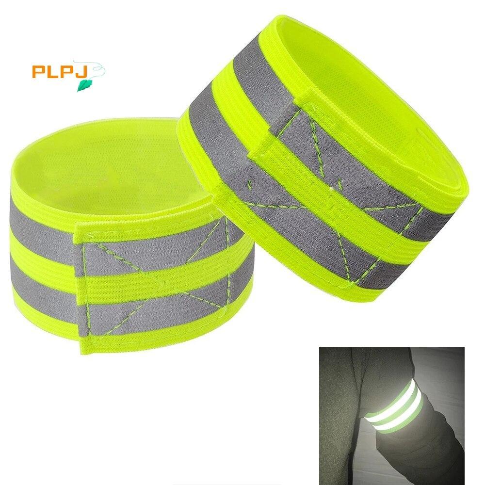 PLPJ สายสะท้อนแสงเข็มขัดแขน LED ไฟสะท้อนแสงปลอกแขนสายรัดเข็มขัดนิรภัยสําหรับวิ่งกลางคืนวิ่งจ๊อกกิ้งสายรัดข้อมือขี่จักรยานใหม่