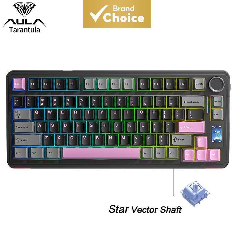 คีย์บอร์ดไร้สาย AULA S75 Pro คีย์บอร์ดสําหรับเล่นเกม คีย์บอร์ดแบบกลไก ขนาดเล็ก เชื่อมต่อบลูทูธ มีไฟ 
