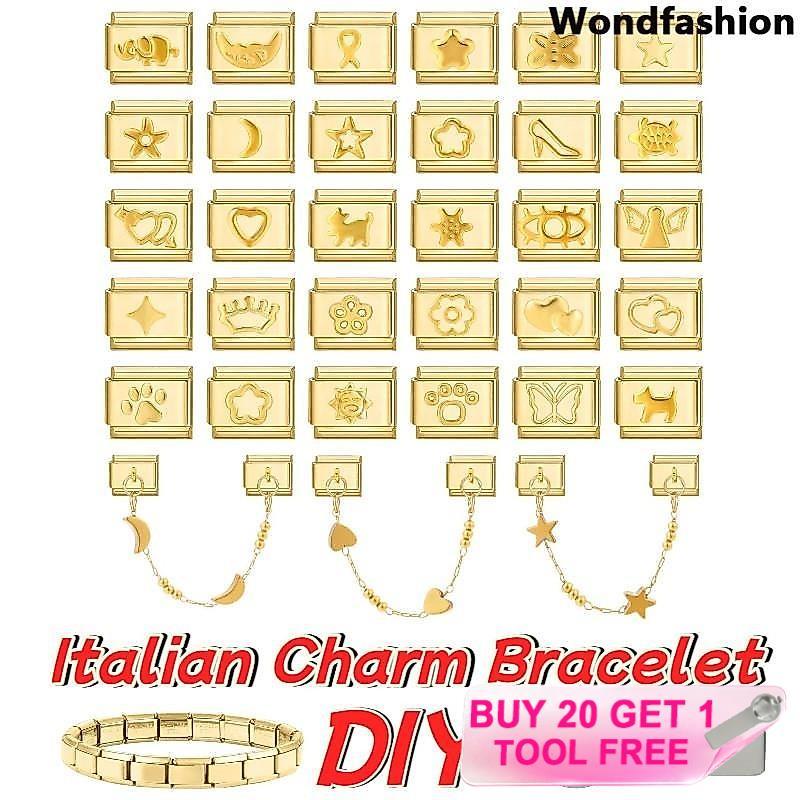 Golden Angel Love สร้อยข้อมือ Charm อิตาเลี่ยน Fit 9 มม. สแตนเลส DIY เครื่องประดับ Retro บุคลิกภาพโมดูลสำหรับสร้อยข้อมือ