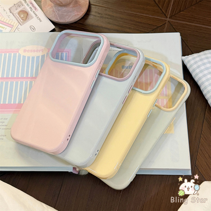 เคสไอโฟน16 18 Proสำหรับ IPhone 11 16 14 17 15 18 13 12 Pro Max 18 16 เคสสีพาสเทลเจลลี่ กรอบกล้องสีตัดกัน สัมผัสดี กันรอย