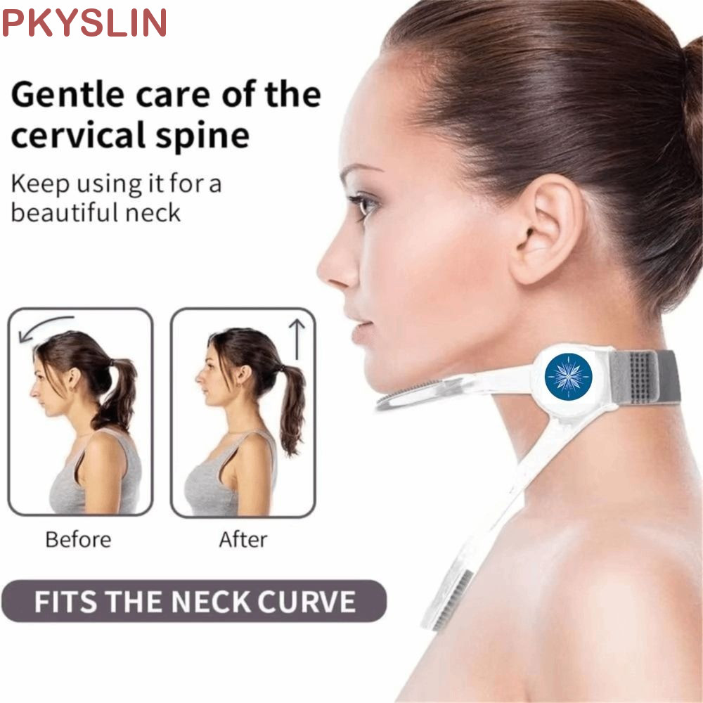PKYSLIN Cervical Collar,ซิลิโคน Chin Pad รั้งคอแบบพับได้,กระดูกสันหลังส่วนคอปรับ TPU คอแก้ไข Home