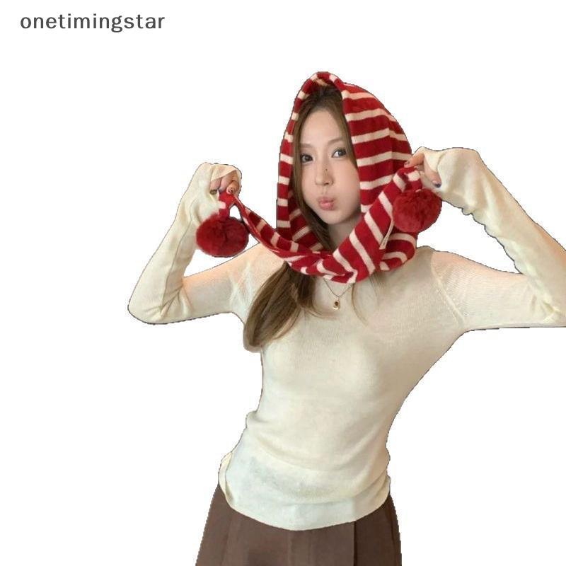 Onetimingstar นุ่มอบอุ่นลายถักผ้าคลุมไหล่ผ้าพันคอน่ารักปุย Pom-Poms แฟชั่นฤดูหนาวคอห่อสําหรับผู้หญิง