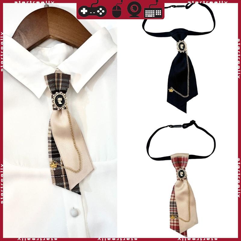 ST Fringed Chain Checked เนคไท Knot ปรับ Tie สําหรับวัยรุ่นเด็กผู้หญิงชุดนักเรียนคอ Tie Ivy League N