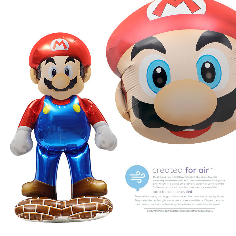 ตกแต่งงานปาร์ตี้ตกแต่งของเล่นภาพบอลลูน 4D สามมิติยืน Mario Louis Ki การ์ตูนอลูมิเนียมฟิล์มบอลลูนขนาด