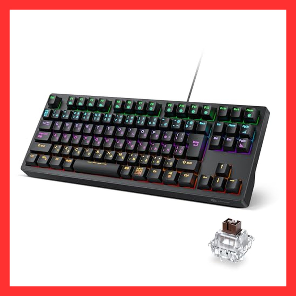 iClever Gaming Keyboard Tenkeyless Brown Axis Mechanical Keyboard Japanese Layout Wired Macro Compat