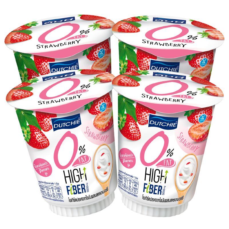 ดัชชี่โยเกิร์ตไขมัน0เปอร์เซ็นต์รสสตรอเบอร์รี่ 125กรัม แพค 4 Dutchie Yoghurt 0 Percent Fat Strawberry 125g. Pack 4