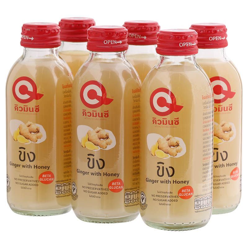 คิวมินซีน้ำขิงสกัดผสมน้ำผึ้ง 150มล.แพค 6 QminC Ginger with Honey 150ml. Pack 6