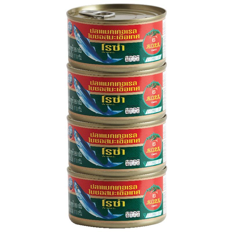 โรซ่าปลาแมคเคอเรลในซอสมะเขือเทศ 185กรัม แพค 4 Roza Mackerel in Tomato Sauce 185g. Pack 4