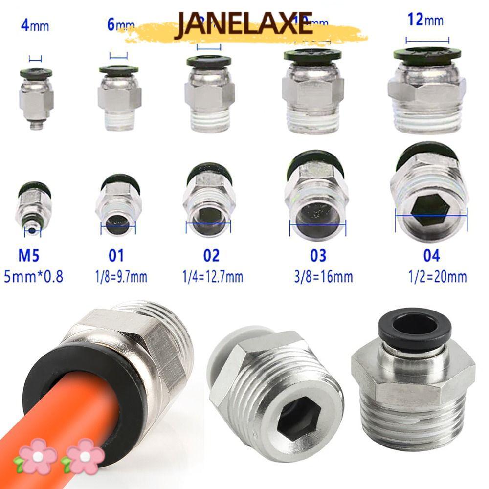 JANELAXE932JN 1 ชิ้น PC อุปกรณ์นิวเมติก, 1/8" 1/4 "3/8" 1/2 "ชายด้ายตรง Air Connector, ท่อ Fitting ท