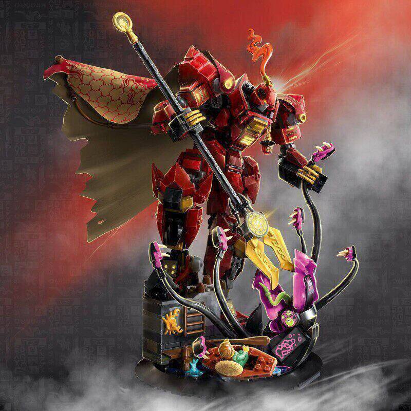 บล็อกตัวต่อจีน Phantom Ninja Series 71846 Flame Knight Mecha Boy ประกอบของเล่นของขวัญวันเด็ก
