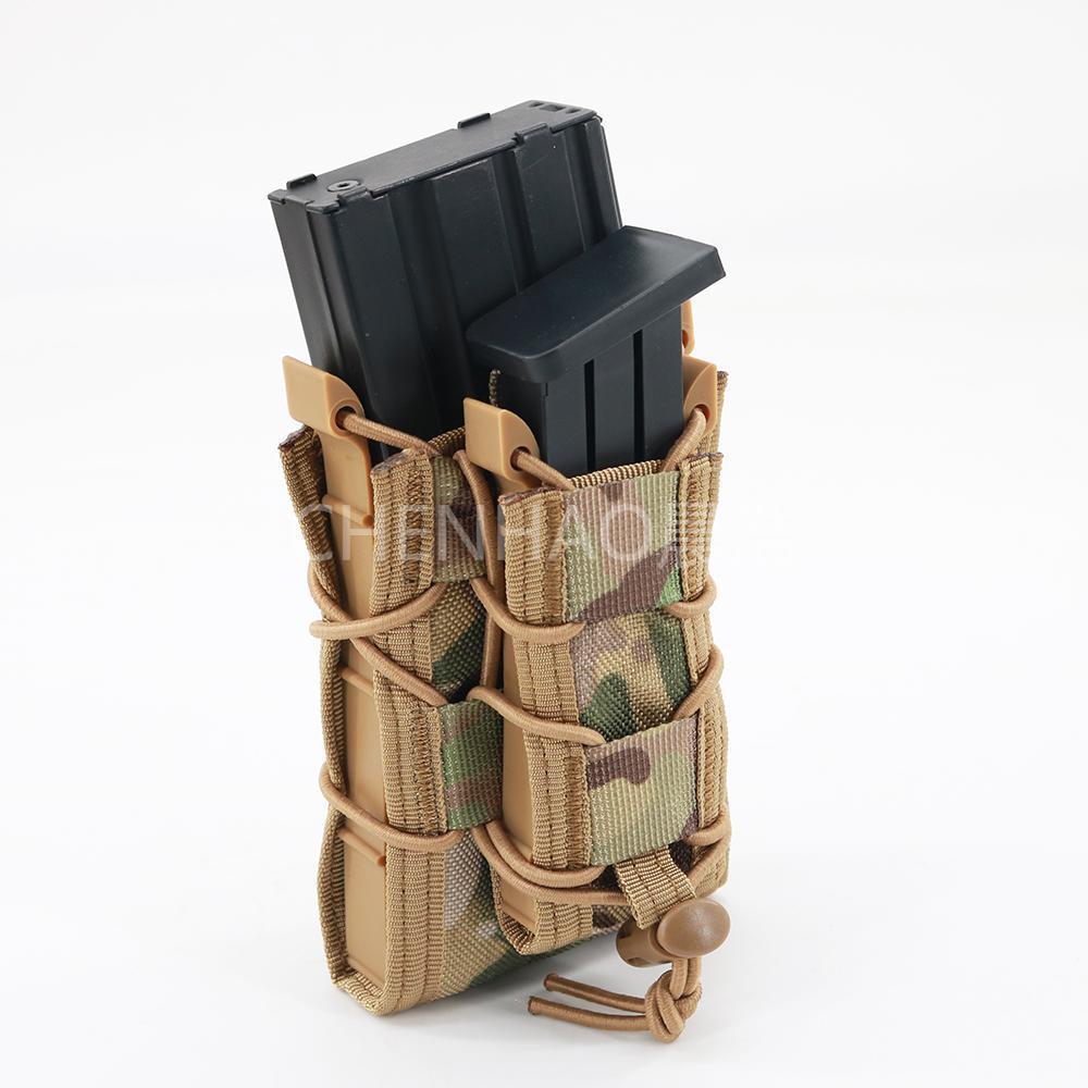 Tactical dual magazine pouch 9MM&5.56MOLLE Quick-release sleeve Pistol vest accessory pouch Military