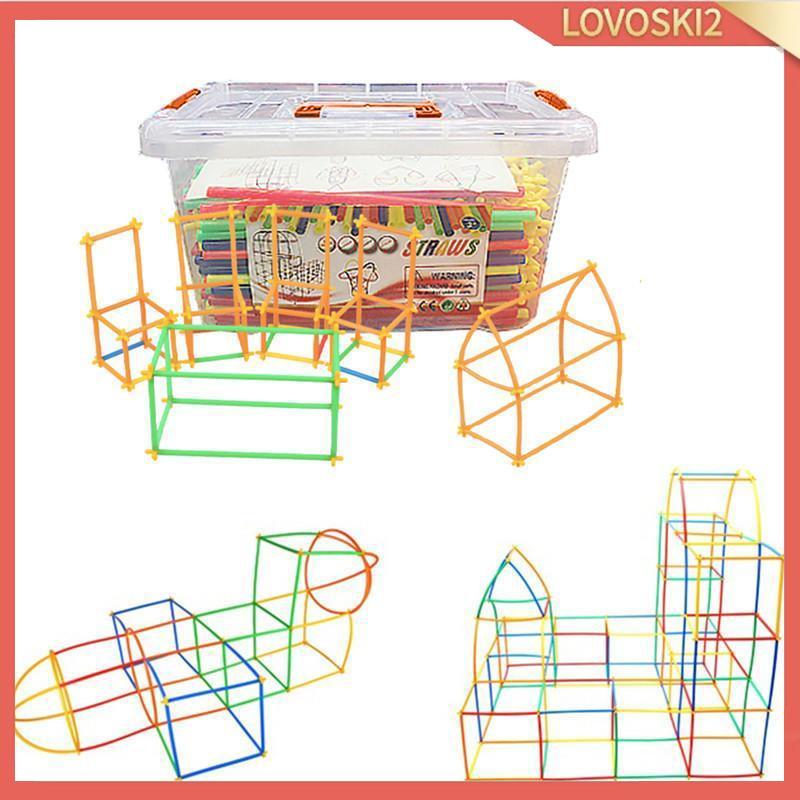 [Lovoski2] 500 ชิ้นฟาง Constructor Fort Building ของเล่นบล็อก Joint เกมเพื่อการศึกษา