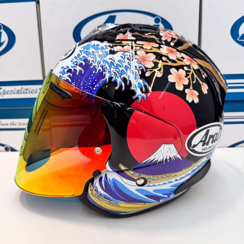 ARAI VZ RAM หมวกกันน็อคครึ่งใบ Fuji สีดํา ARAI หมวกกันน็อคครึ่งใบมอเตอร์ไซค์ หมวกกันน็อคขี่มอเตอร์ไซ