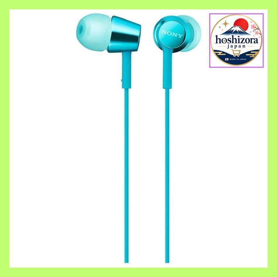 Sony MDR-EX155AP Earphones: In-ear type with remote control and microphone, Light Blue (MDR-EX155AP 