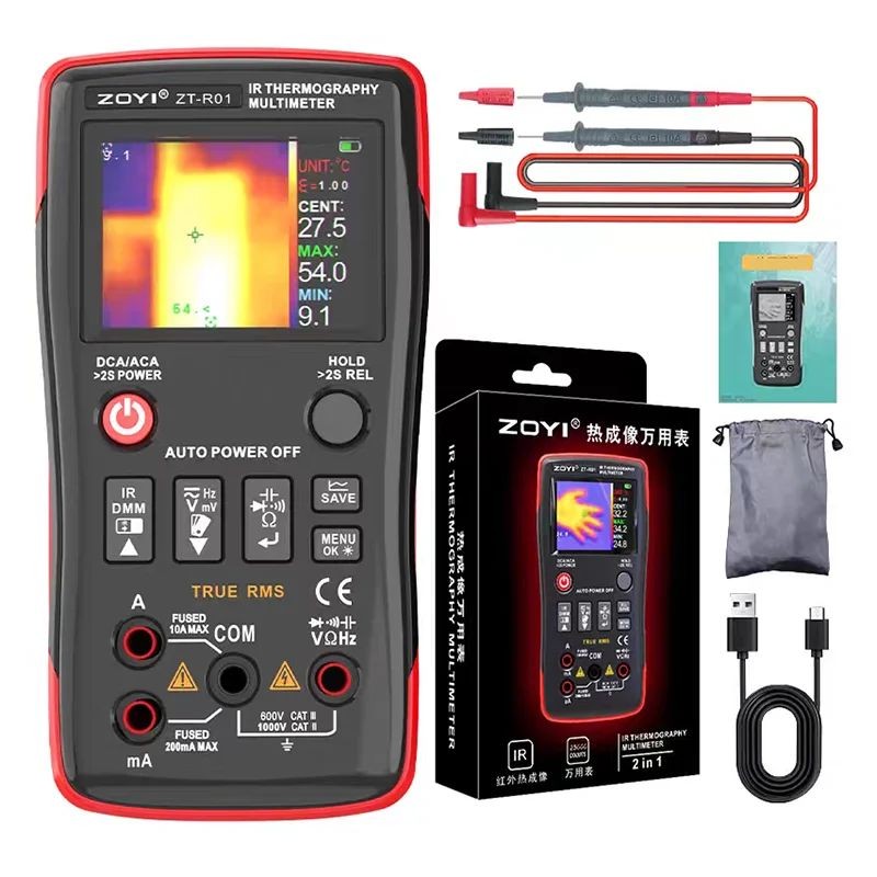 การจัดส่งเดิมZOYI ZT-R01 แบบพกพา Thermal Imager มัลติมิเตอร์แบบดิจิตอล 2 in 1 ข้อมูลประหยัดช่างไฟฟ้า