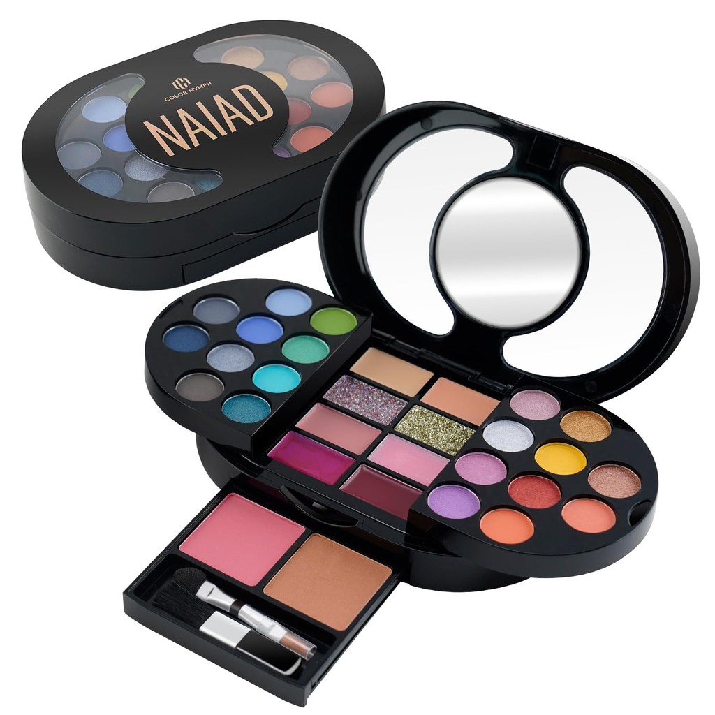 สี Nymph Travel Makeup Palette พร้อมอายแชโดว์ Mulit-Colors,คอนซีลเลอร์,Body Glitter,Lip Glosses,Blus