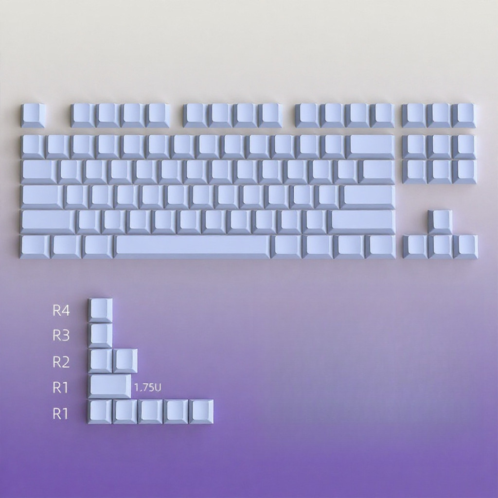 Contour Purple Crackle Line Glowing Keycaps - แกนข้ามความสูง 97 คีย์สําหรับคีย์บอร์ดแบบกลไก