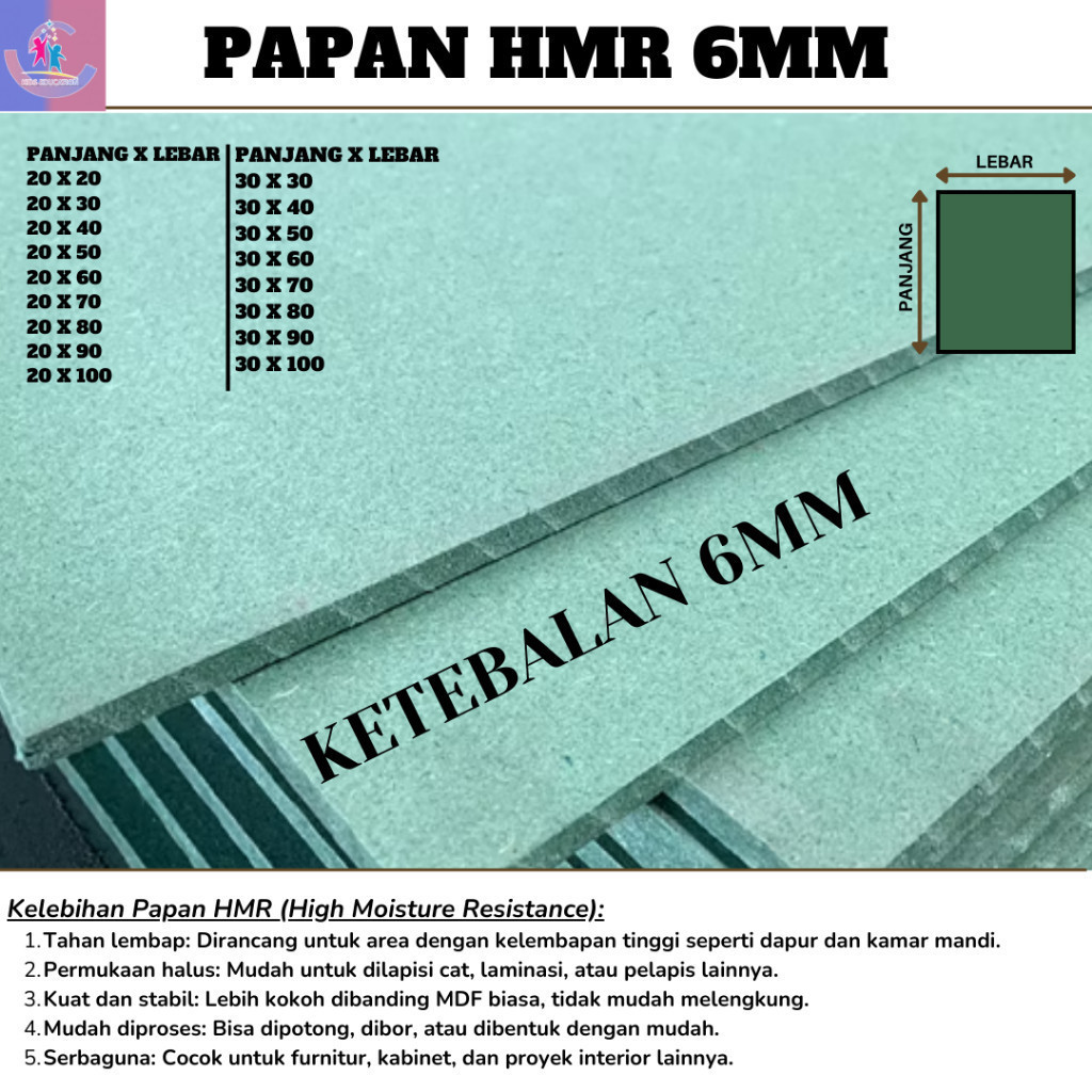 HIJAU HMR BOARD ความหนา 6 มม. - MDF GREEN / KE