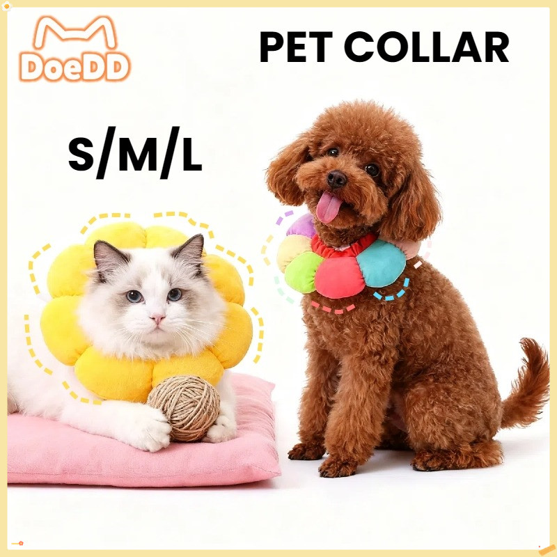 ปลอกคอสัตว์เลี้ยงน่ารักการ์ตูนดอกไม้สุนัขแมวหัวนุ่มปรับคอColar Anti-Lickingหมวก
