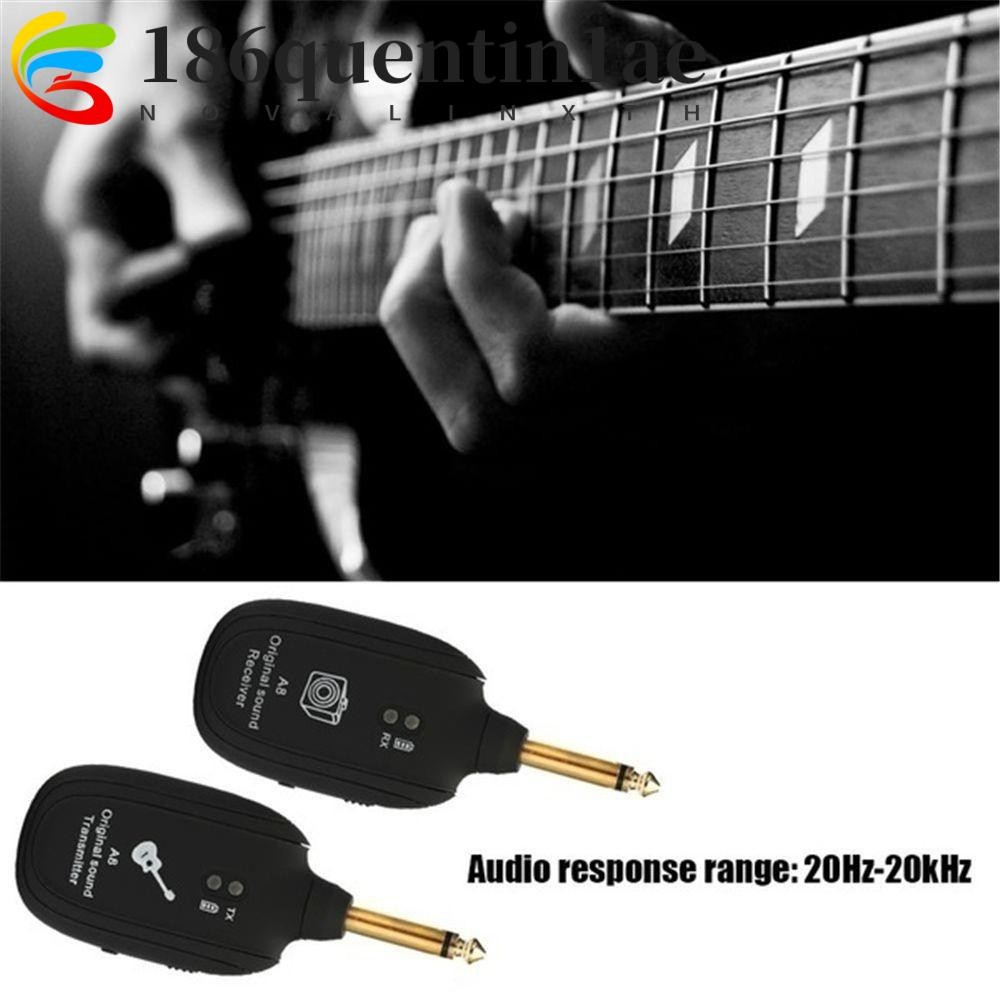 QUENTIN1AE 1 ชุดกีตาร์และตัวรับ, UHF A8 ตัวรับสัญญาณกีตาร์ไร้สาย, 600mAh 20Hz-20kHz ชาร์จทนทานอะแดปเ