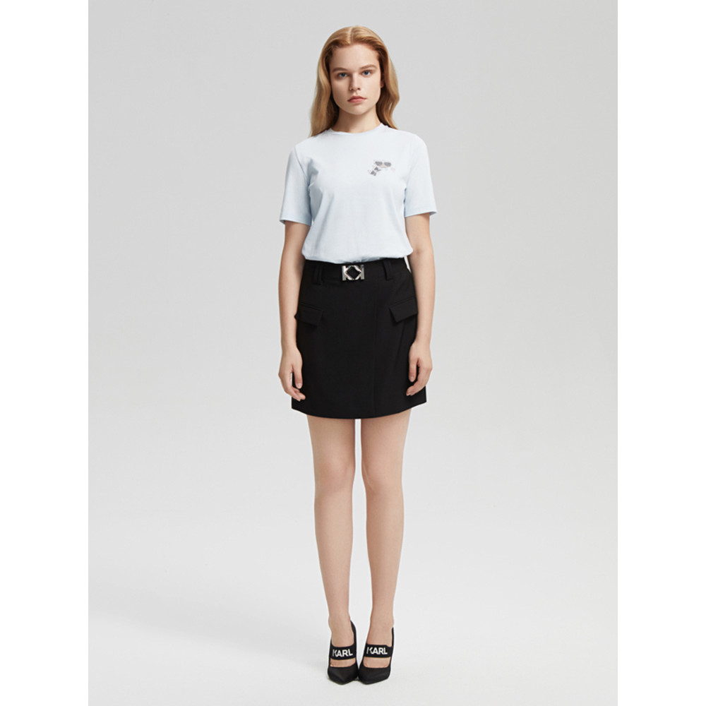 Karl Lagerfeld เสื้อยืดมีลายการ์ตูนและเพชร Lafayette