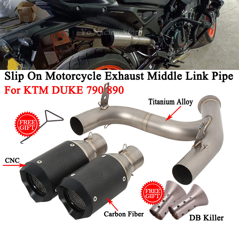 สําหรับ KTM DUKE 790 890 รถจักรยานยนต์ไอเสียระบบ Double Mufflers AR Racing ไทเทเนียม Mid Link ท่อ DB