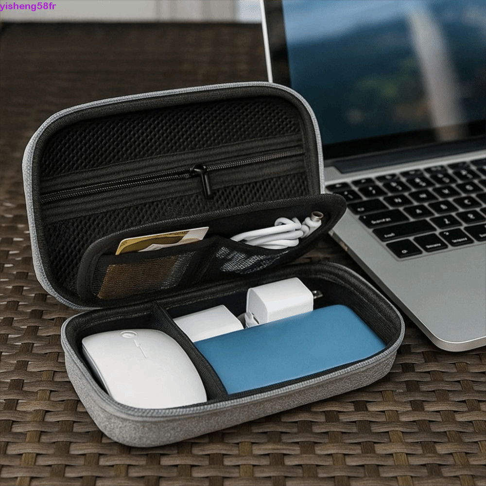 YISHENG Travel Organizer ความจุขนาดใหญ่ Hard Shell Digital Accessories Storage Bag, Carrying Cases Portable Double Layered Bag Organizer Home