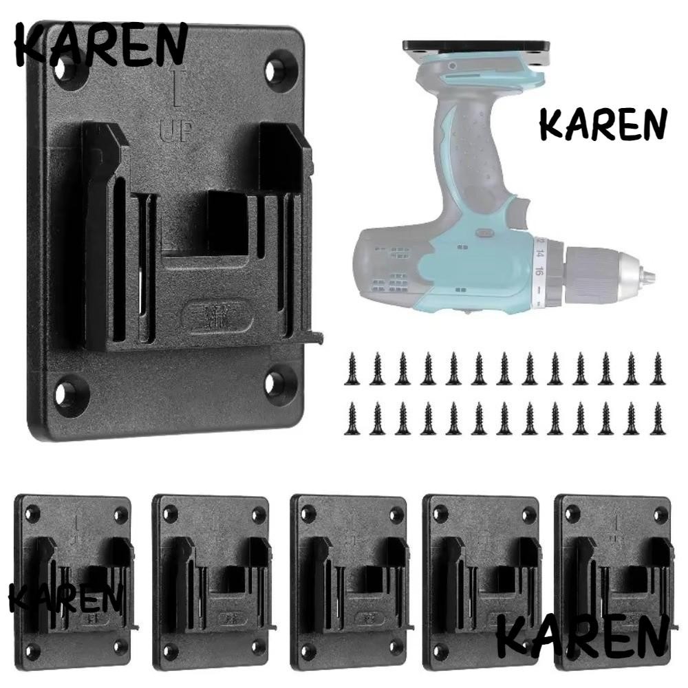 KARENGOODS ที่วางเครื่องมือไฟฟ้า, ที่วางแบตเตอรี่มัลติฟังก์ชั่นแบบติดผนังด้านล่าง, ไม้แขวนเสื้อยึดแบตเตอรี่ที่เก็บวงเล็บแบตเตอรี่สําหรับ Makita/Bosch 18V