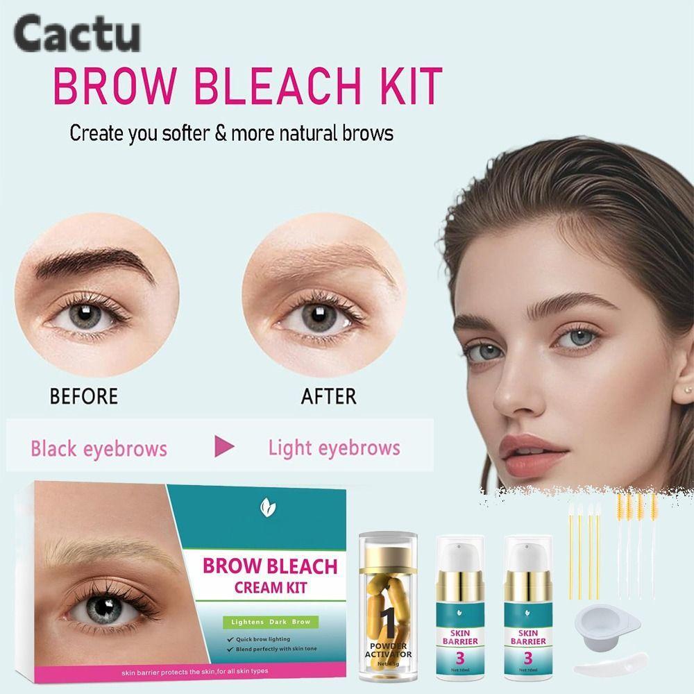 CACTU Brow Lightening Kit, Quick Eyebrow Bleach Brow Bleach Kit, ใช้งานง่าย 5 แอพพลิเคชัน No Drip Ey