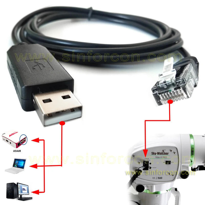 FTDI USB-RJ45 สําหรับ Skywatcher AZEQ6GT EQ6R EQ6 Pro Equatorial Mount 8P อินเทอร์เฟซ HC เป็น PC Asi