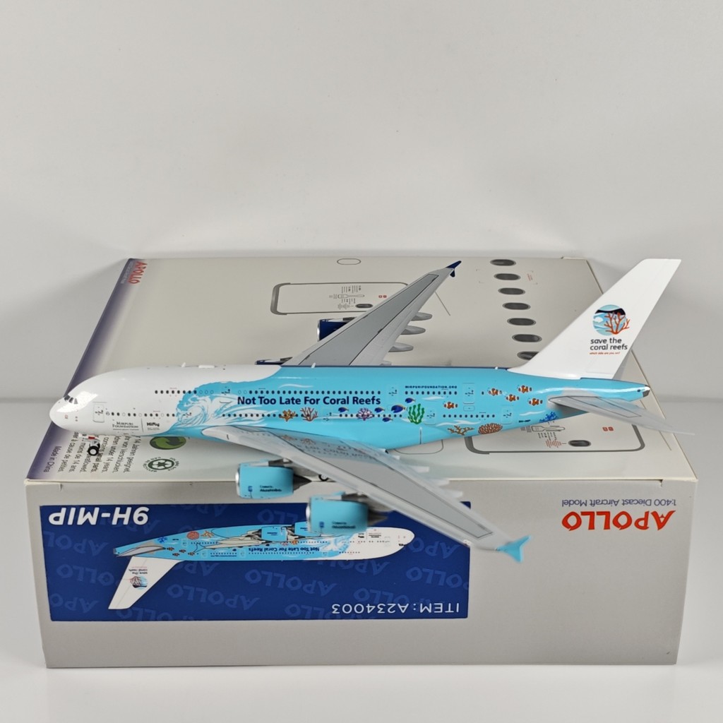 จัดส่งรวดเร็ว - APOLLO 1: 400 Hifly Aviation A380-800 9H-MIP Rescue Coral Painted Alloy Model