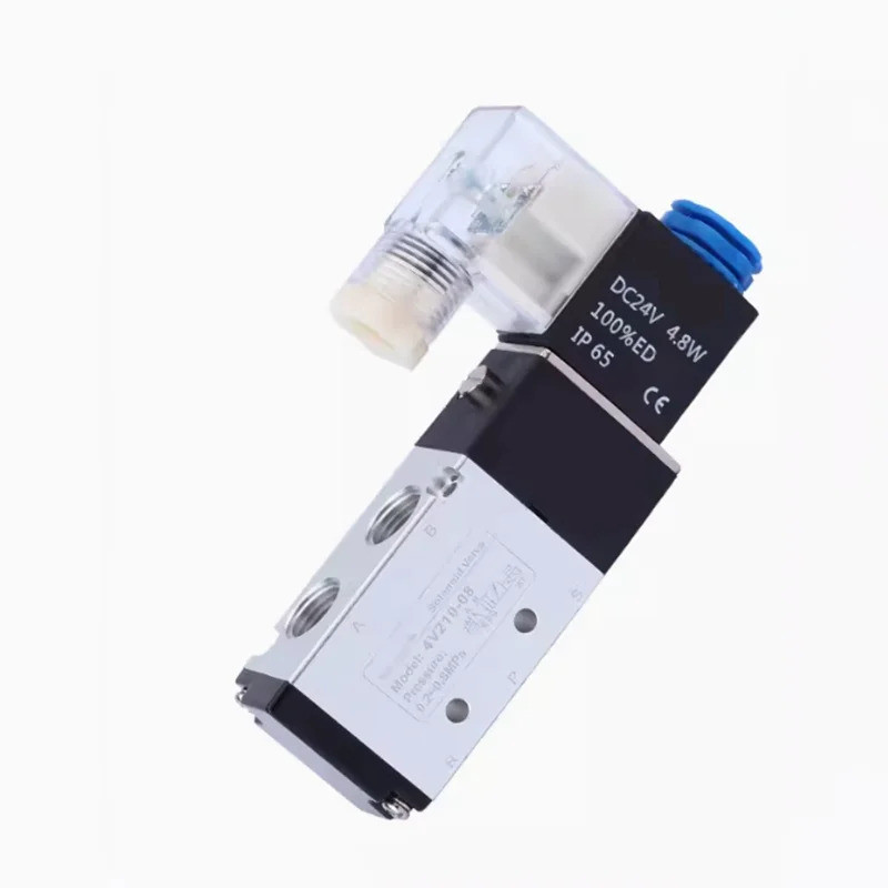 4V110 5/2 Way โซลินอยด์วาล์ว 4V110-06 4V110-M5 นิวเมติกควบคุมไฟฟ้าวาล์วทิศทาง AC220V DC24V โซลินอยด์