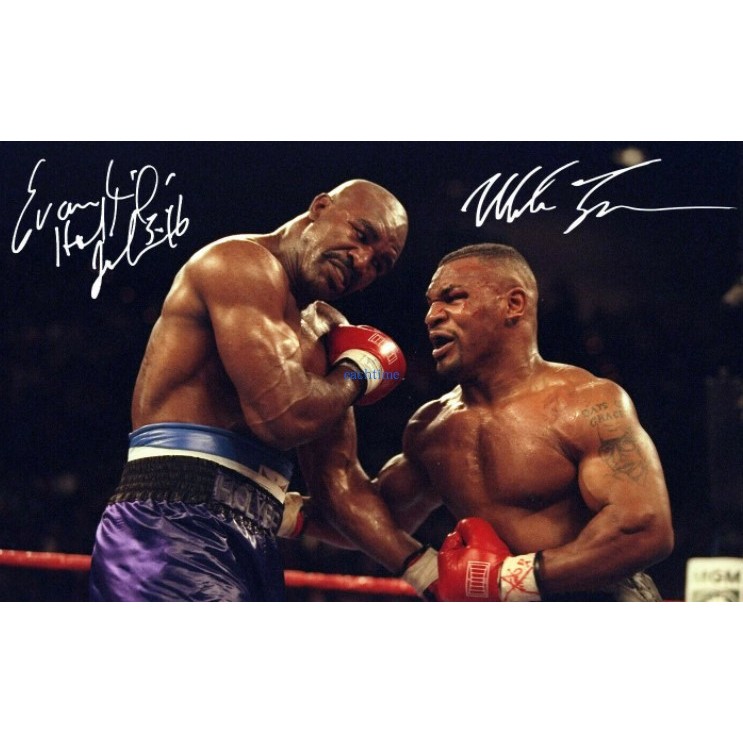 Mike Tyson Mike Tyson Holyfield Evander Holyfield ลายเซ็นภาพถ่ายพร้อมกรอบรูป