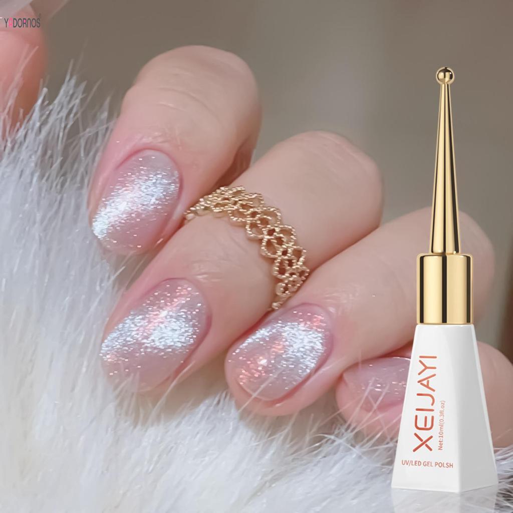 Kitty Eye Gel กับบด Glitter Nail Art โปร่งใส Shimmer Kitty Eye Gel ง่ายต่อการประยุกต์ Iridescent Kit