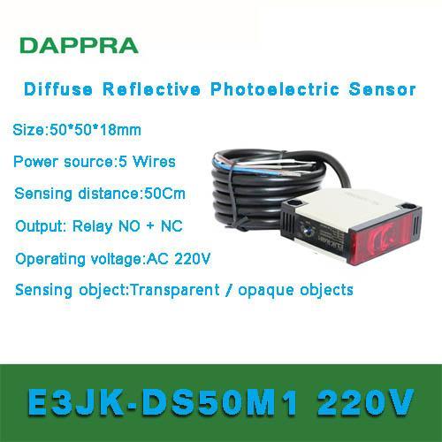 E3JK-DS50M1 50 ซม.AC 220V กระจายแสงสะท้อนโฟโตอิเล็กทริคเซนเซอร์ OC43 !